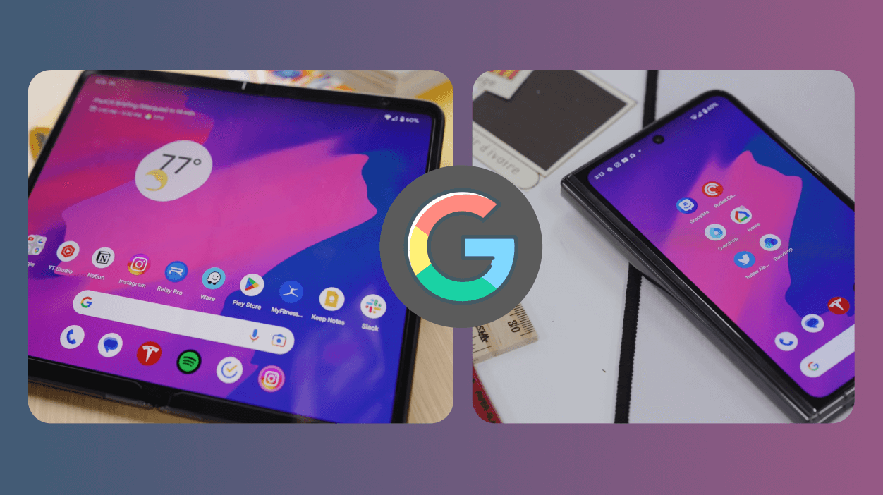outside flat and inside foldable display of the pixel fold